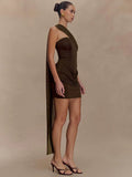One Shoulder Backless Mini Dress Women