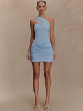 One Shoulder Backless Mini Dress Women