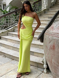 One Shoulder Hollow Out Women Maxi Dress