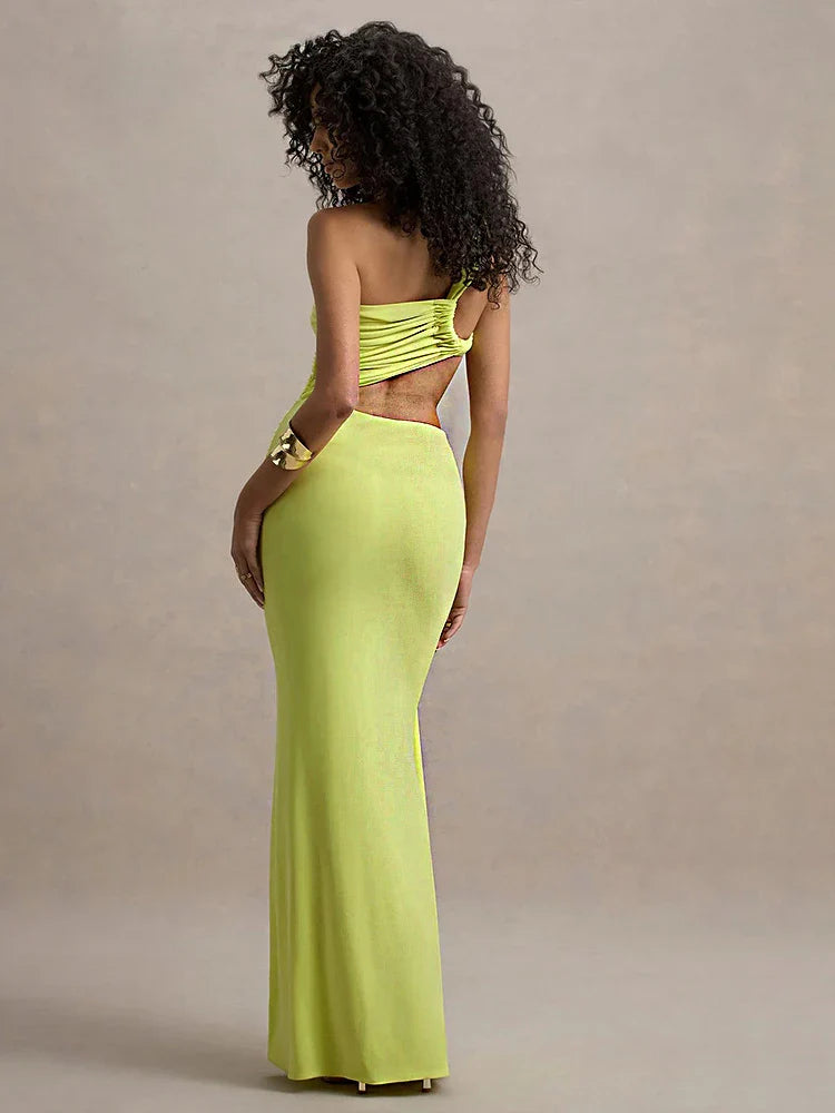 One Shoulder Hollow Out Women Maxi Dress
