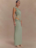 One Shoulder Slinky Maxi Dress Women