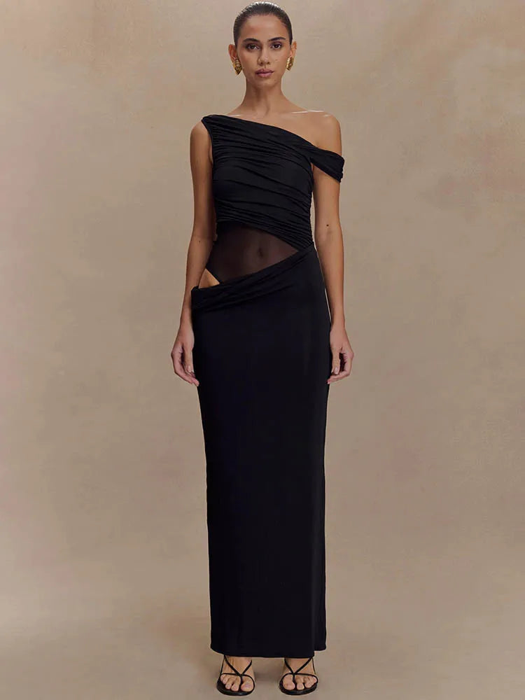 One Shoulder Slinky Maxi Dress Women - black / S