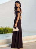 One Shoulder Split Maxi Dress Women Gown