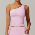 One shoulder vest Push-up Sports Bra - cherry powder / S / CHINA