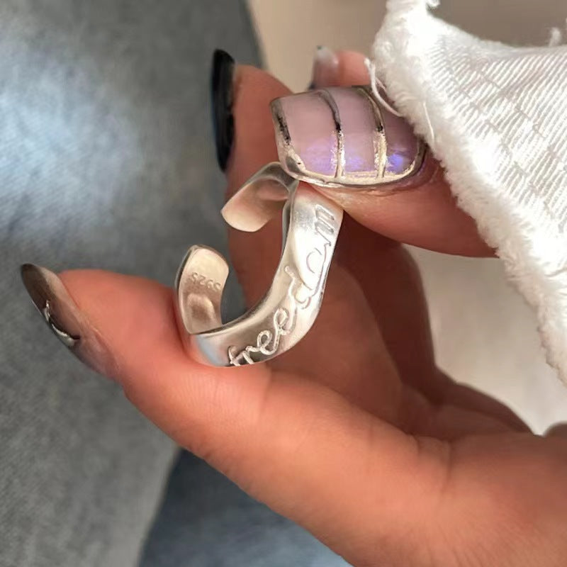 Open-end Personality Ring Women’s Frosted Texture Moon Letters - 2color - electronic accessories