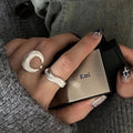 Open-end Personality Ring Women’s Frosted Texture Moon Letters - electronic accessories