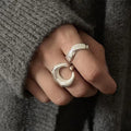 Open-end Personality Ring Women’s Frosted Texture Moon Letters - electronic accessories