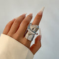 Ornament Hip Hop Style Irregular Glossy Twisted Ring - 01 White K0778 - electronic accessories