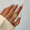 Ornament Hip Hop Style Irregular Glossy Twisted Ring - 02 Light Gold 0771 - electronic accessories