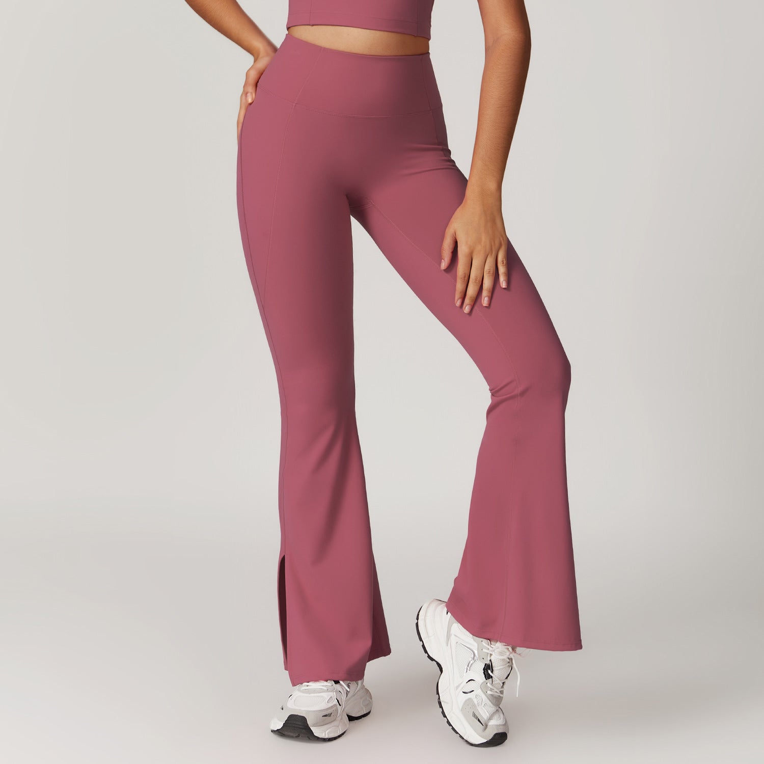 Outer Wear High Waist Wide Leg Hip Raise Yoga Pants - Bean Pink / L - Other