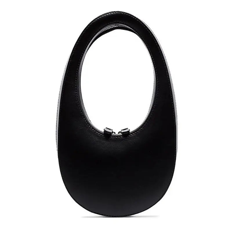 Oval Snake Pattern Embossed Handbag - black