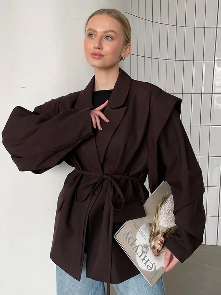 Oversize Blazer Suit - coffee / S