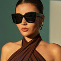 Oversized Square Sunglasses Women - Black / As Picture