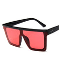 Oversized Square Sunglasses Women - Black-T-Red / Free cloth