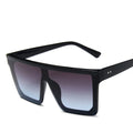 Oversized Square Sunglasses Women - BlackDoubleGray / Free cloth