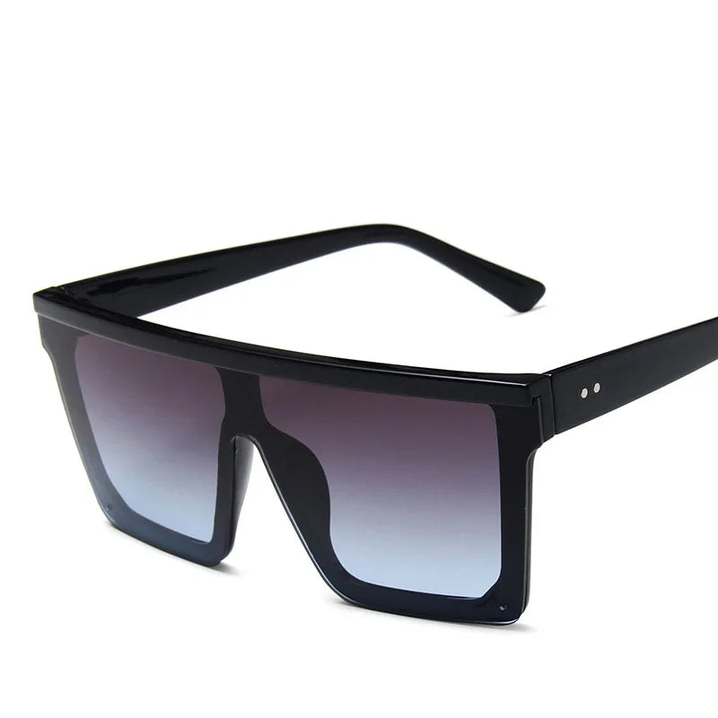 Oversized Square Sunglasses Women - BlackDoubleGray / Free cloth