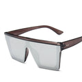 Oversized Square Sunglasses Women - GraySilver / Free cloth