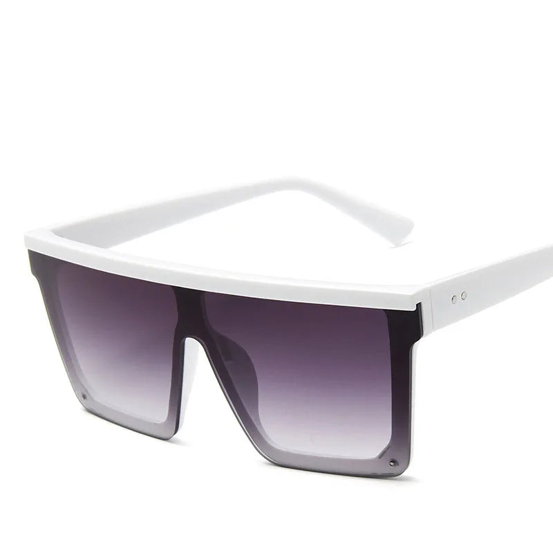 Oversized Square Sunglasses Women - WhiteDoubleGray / Free cloth