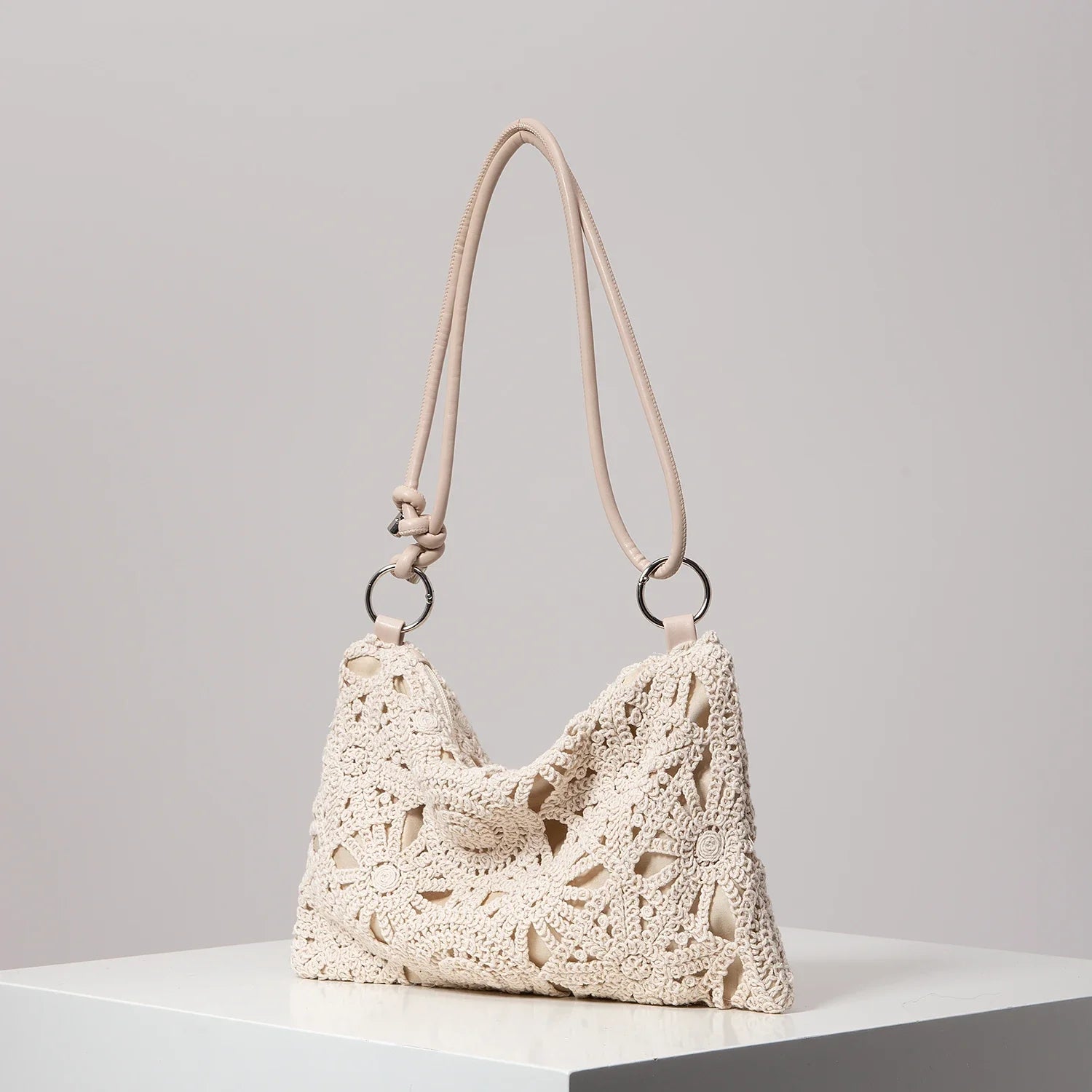 Pattern Hollow Knitting Shoulder Tote Bags for Ladies