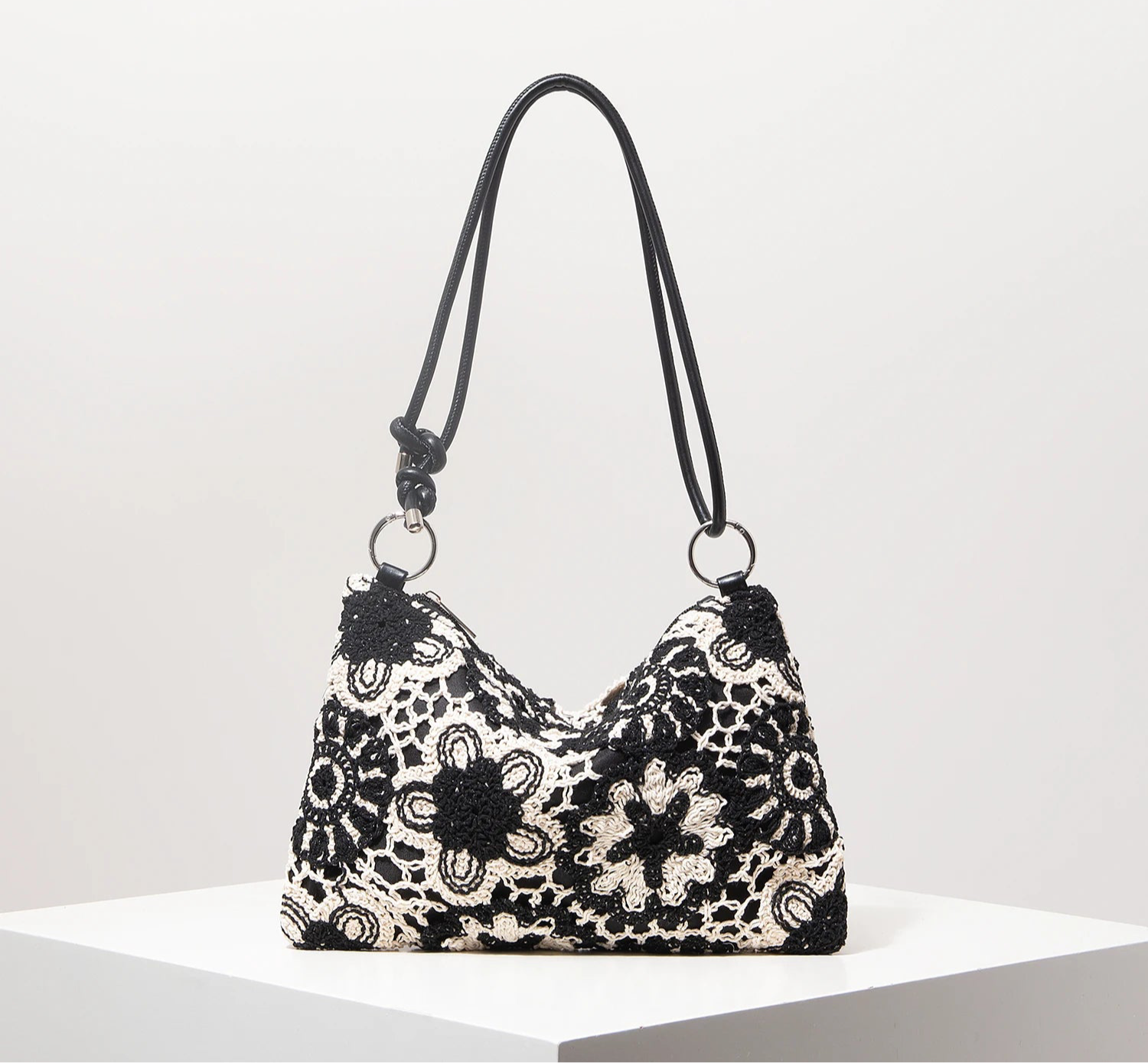 Pattern Hollow Knitting Shoulder Tote Bags for Ladies