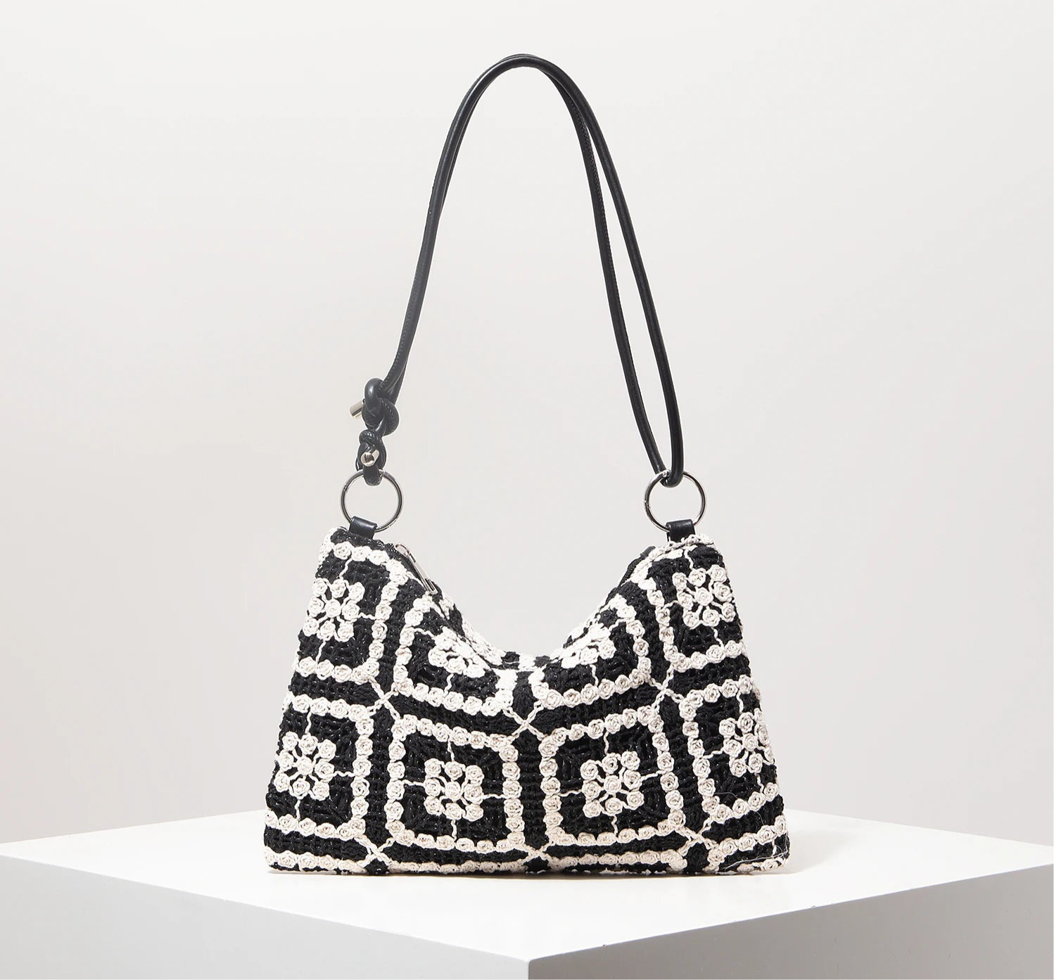 Pattern Hollow Knitting Shoulder Tote Bags for Ladies