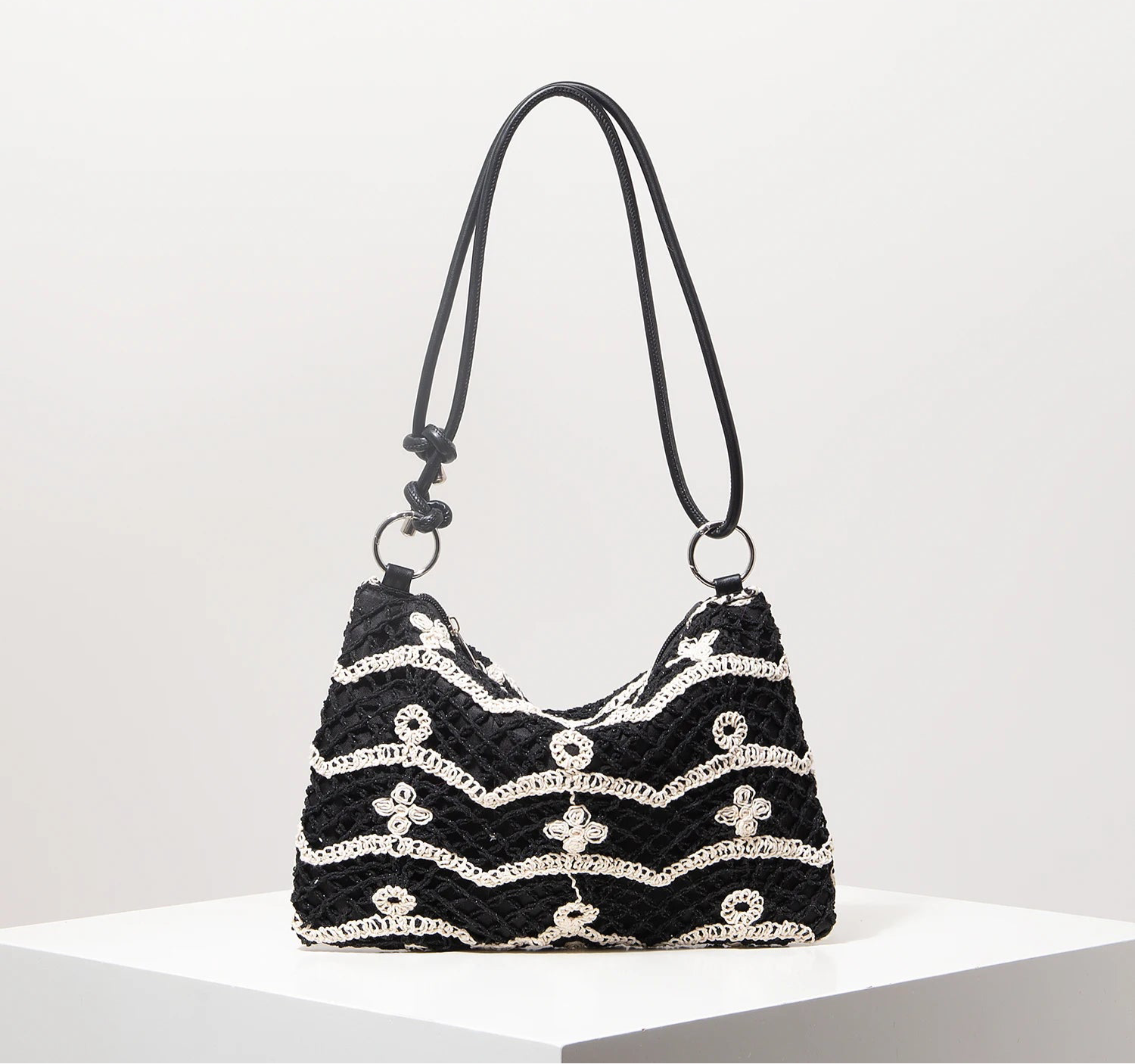 Pattern Hollow Knitting Shoulder Tote Bags for Ladies