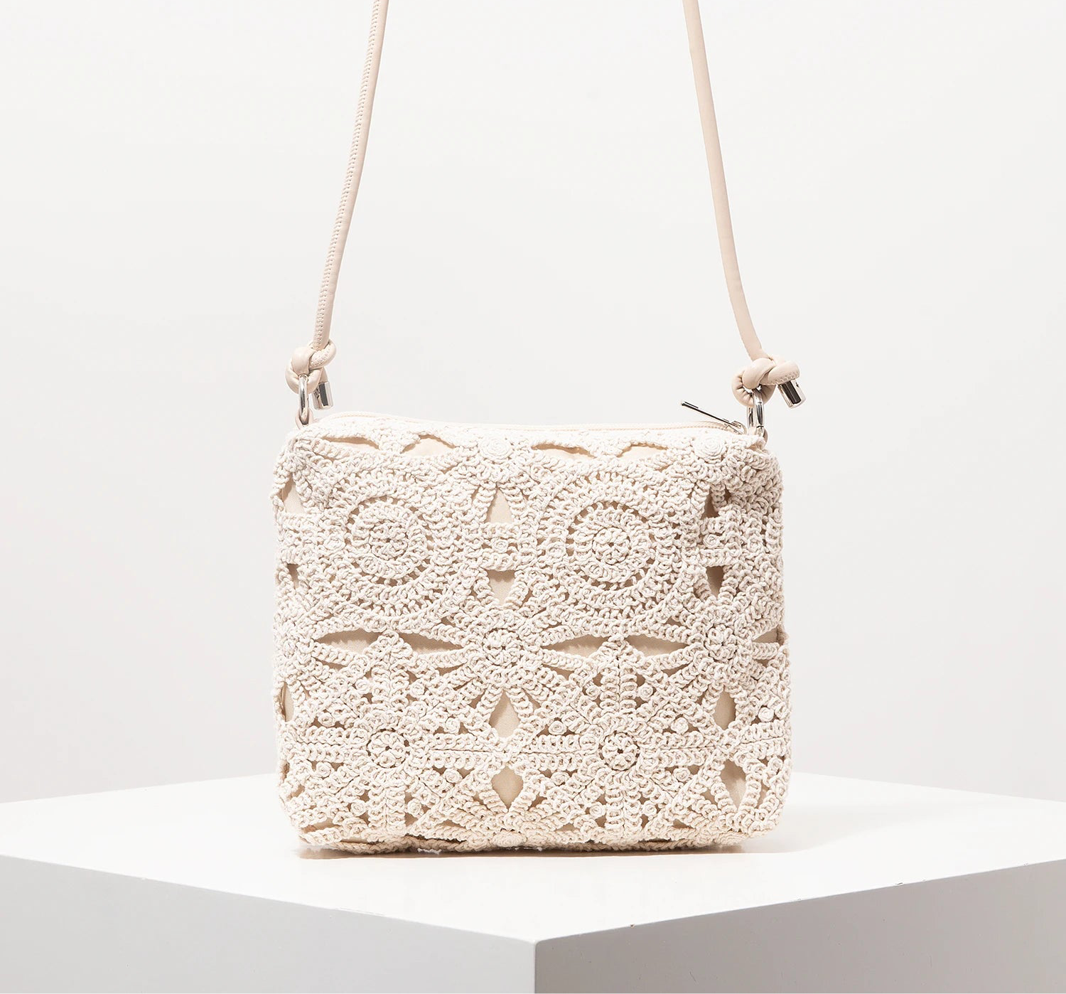 Pattern Hollow Woven Bag Boho Beach Bags - Apricot1