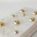 Pearl Beige Metal Dot On Surface Acrylic Clutch Purse