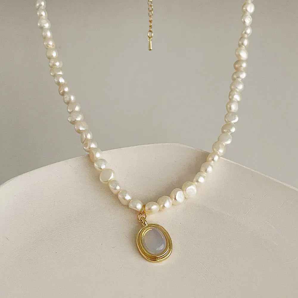 Pearl Clavicle Chain Jewelry Moonstone Pendant Necklace - Main Picture - electronic accessories
