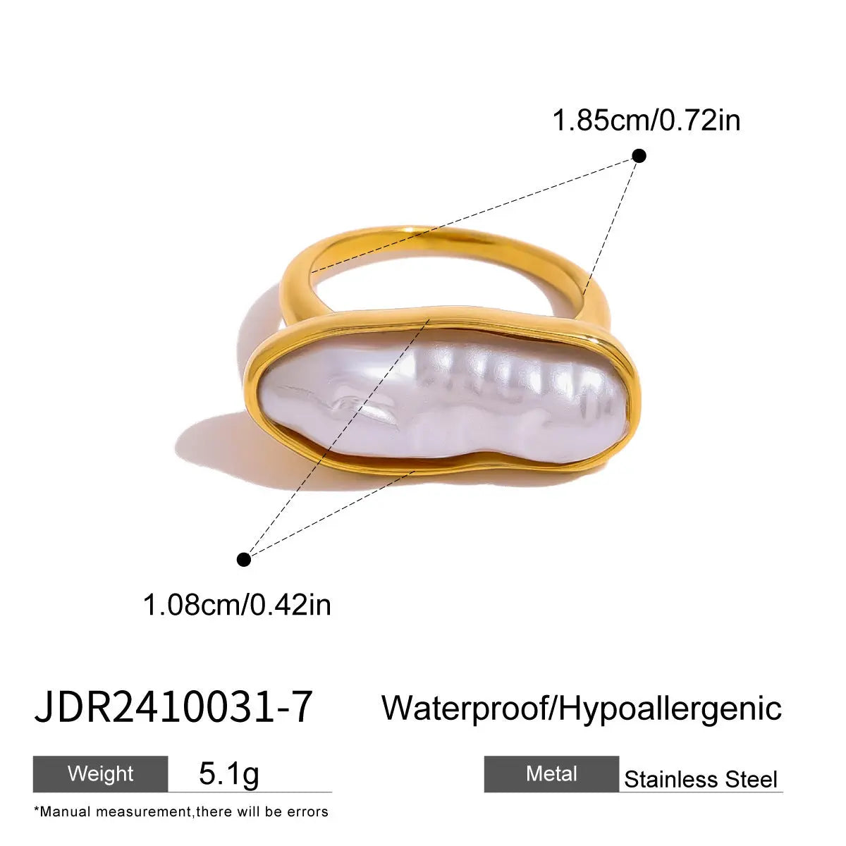 Pearl Ring Titanium Steel No Fading - JDR24100317 - electronic accessories