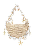 Pearl Straw Woven Women's Crossbody Bag