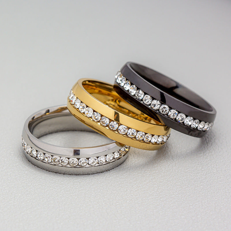 Personalized Fashion Single Row Diamond Ring Stainless Steel - electronic accessories