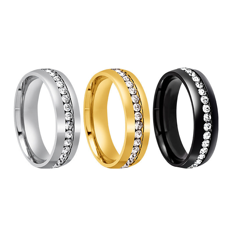 Personalized Fashion Single Row Diamond Ring Stainless Steel - electronic accessories
