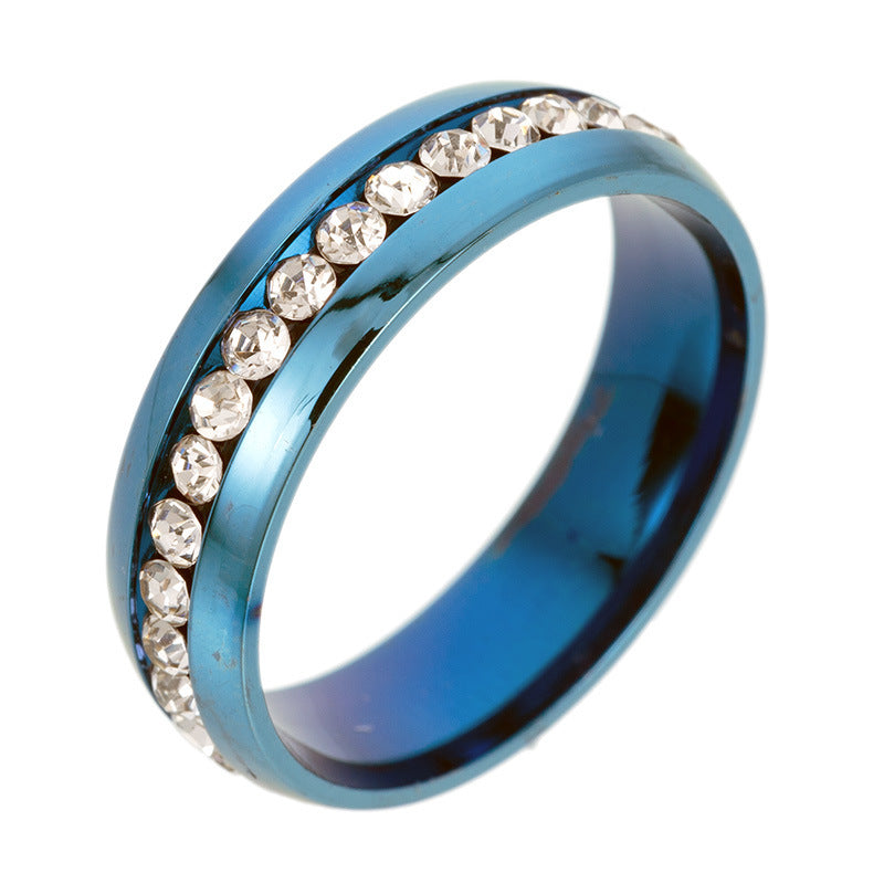 Personalized Fashion Single Row Diamond Ring Stainless Steel - Blue / No 10 - electronic accessories
