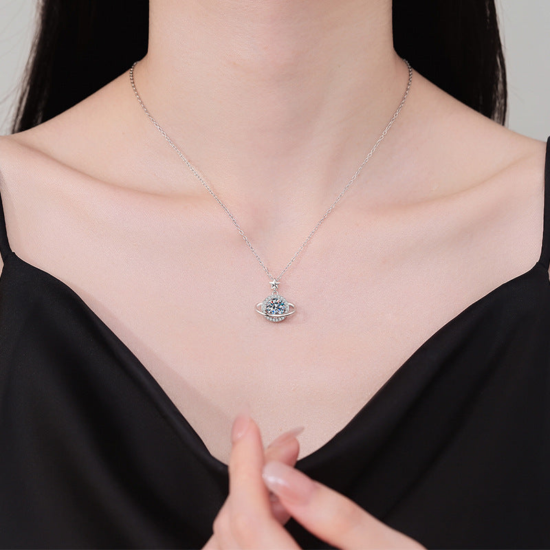 Planet Surround Necklace For Women XINGX Special-interest Design - White Gold Color - electronic accessories