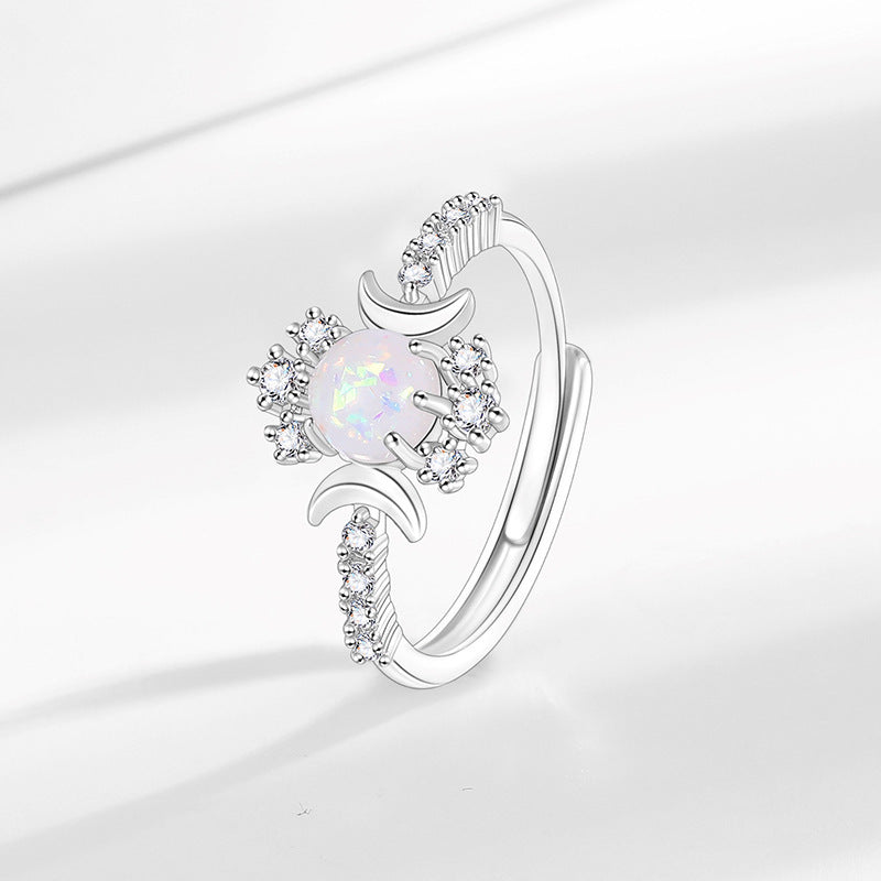 Platinum Round White Opal Glossy Double Moon Edge - electronic accessories