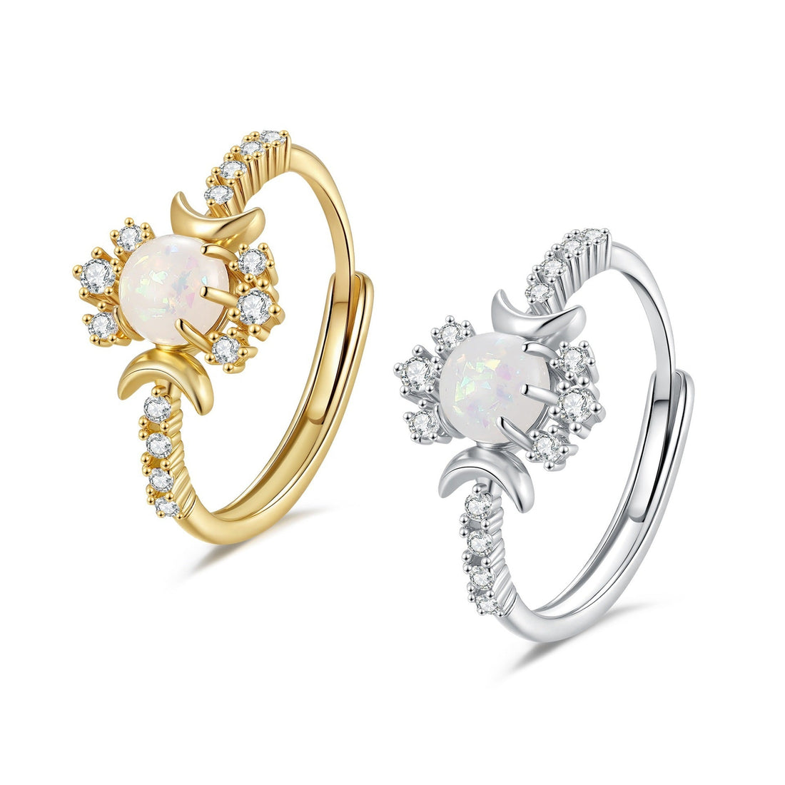 Platinum Round White Opal Glossy Double Moon Edge - electronic accessories