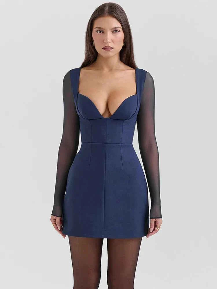 Plunge Neck Backless Mini Dress For Women