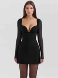 Plunge Neck Backless Mini Dress For Women
