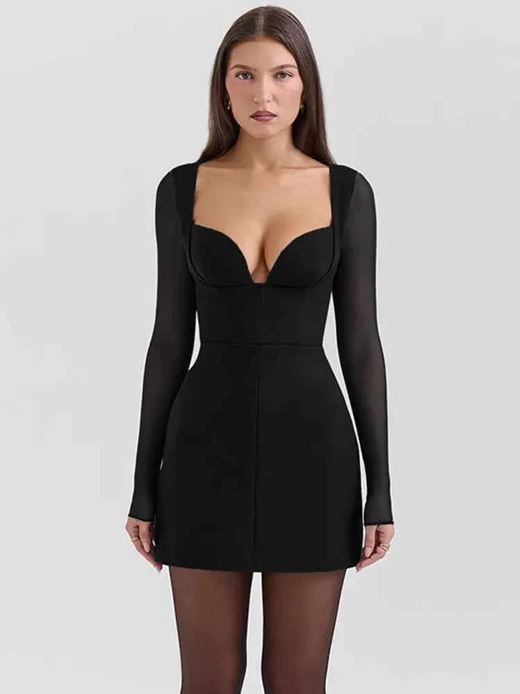 Plunge Neck Backless Mini Dress For Women