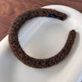 Plush Headband Wool Sponge Hair Band For Women - D-Yellow coffee