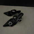 Pointed Belt Buckle Thin Heel