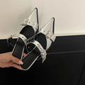 Pointed Belt Buckle Thin Heel