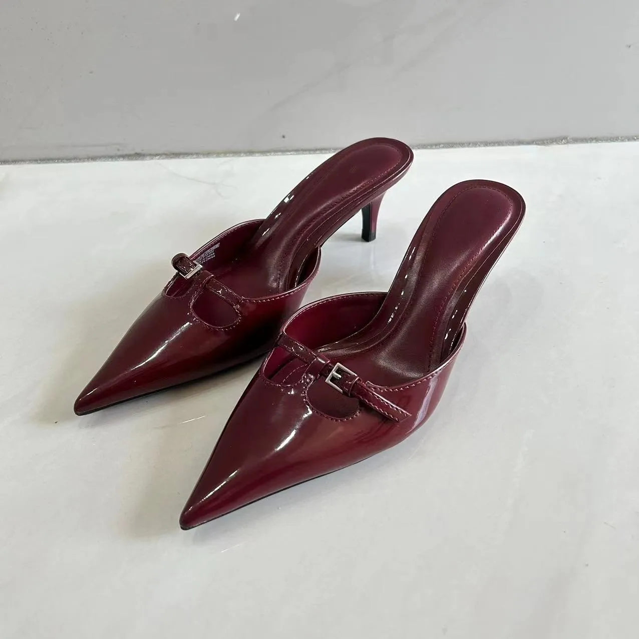 Pointed Toe High Heels Women Sandals - wine red / 36