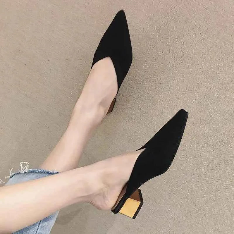 Pointed Toe With Heel Woman Slippers Shoes for Women