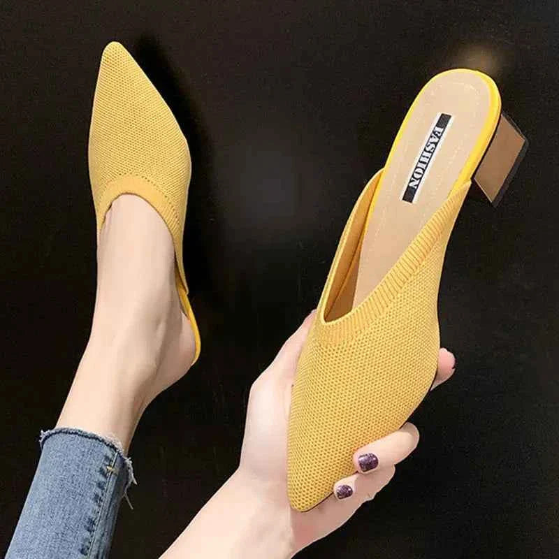Pointed Toe With Heel Woman Slippers Shoes for Women