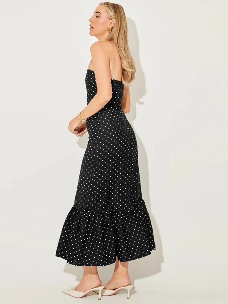 Polka Dot Off-shoulder Maxi Dress Women