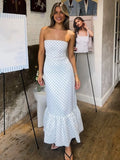 Polka Dot Off-shoulder Maxi Dress Women - WHITE / L