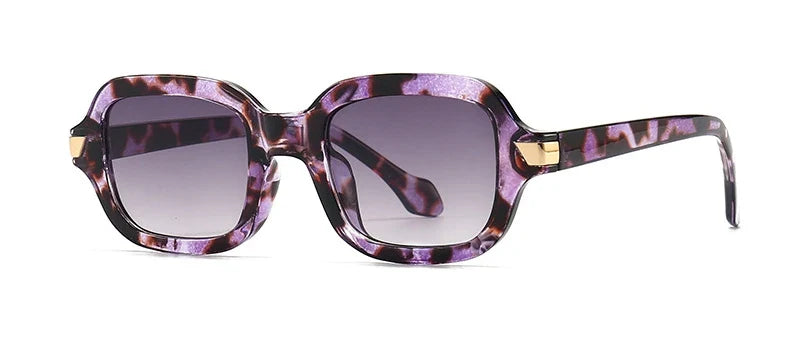 Popular Small Square Women’s Sunglasses - Purple Flower 1 / picture color