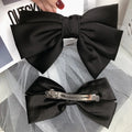 Premium Black Satin Barrettes Bow Hair Clip